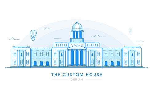 插画海关大楼都柏林