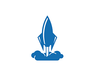 火箭标志火箭发射太空航空航天科技蓝色云朵商标设计图标图形标志logo