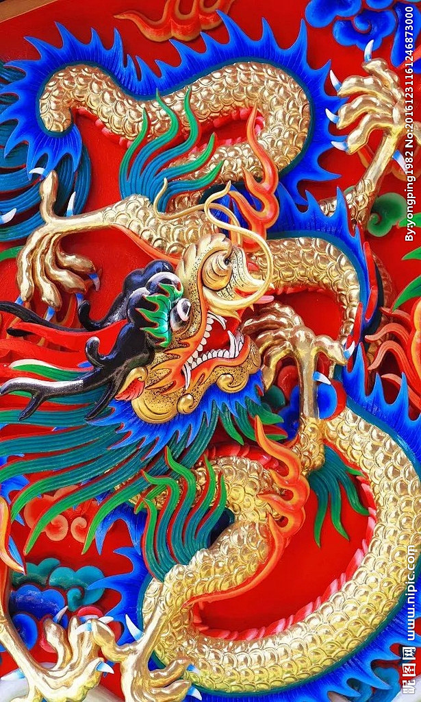 浮雕彩雕中国龙玄关隔断