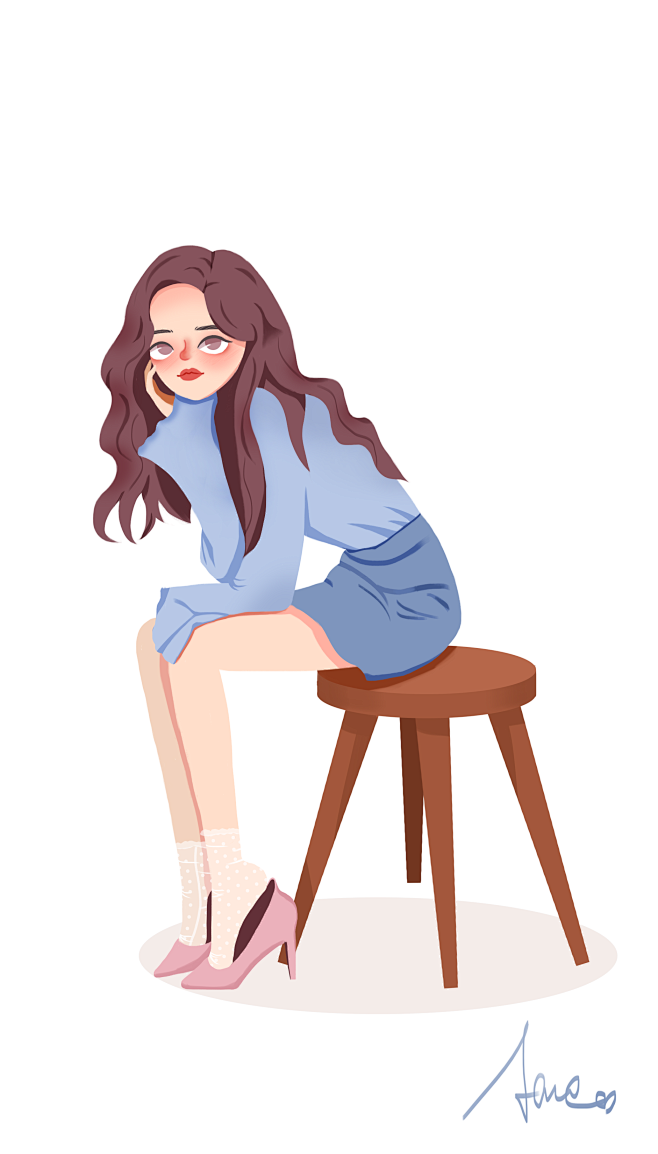 手绘插画女孩儿