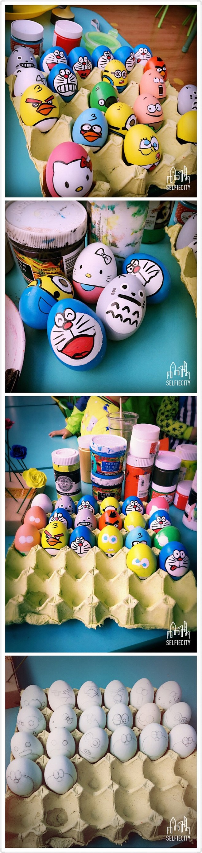 鸡蛋画龙猫哆啦a梦机器猫愤怒的小鸟hallokitty海绵宝宝派大星小黄人