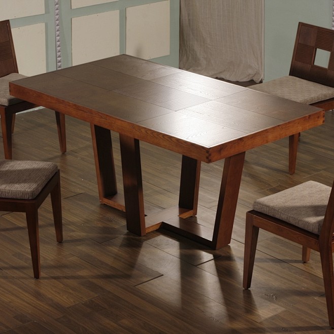 罗兰之恋家居罗兰之恋东南亚风格餐桌子实木餐桌水曲柳实木餐台槟榔色