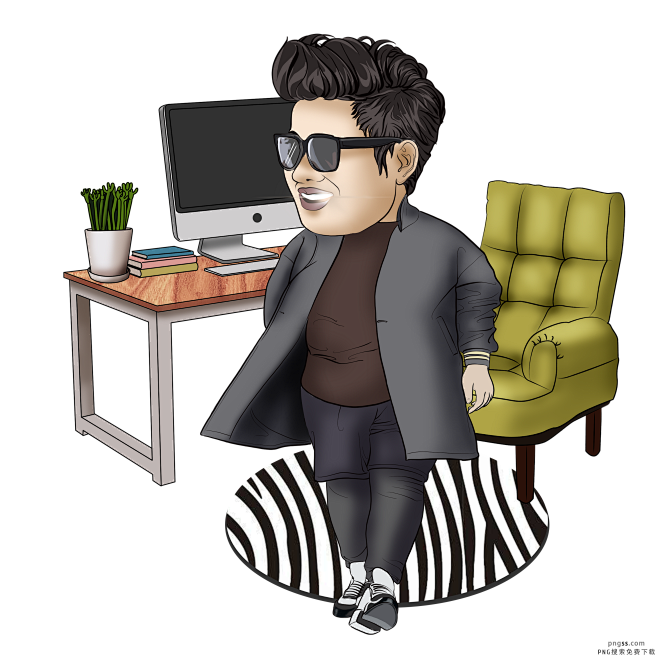 光棍节胖胖宅男5png搜索1111单身地毯电脑多肉植物光棍节墨镜胖胖沙发