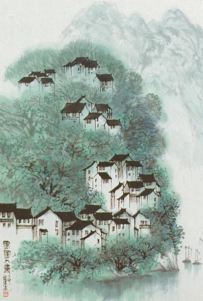 水墨画烟雨江南