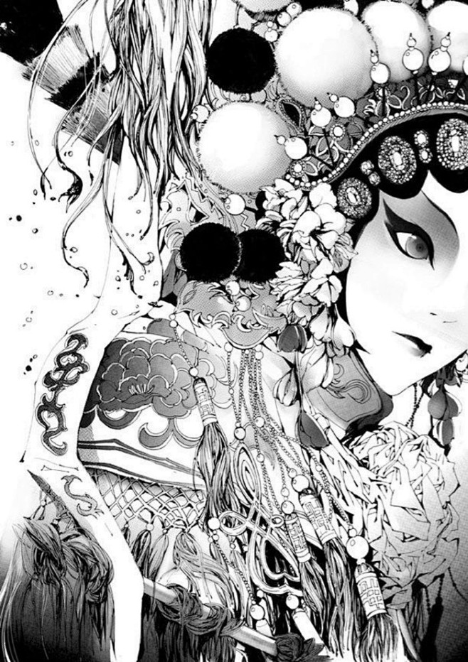 国粹京剧中国风东方神韵青衣花旦戏曲京剧妩媚国剧戏子手绘插画黑白