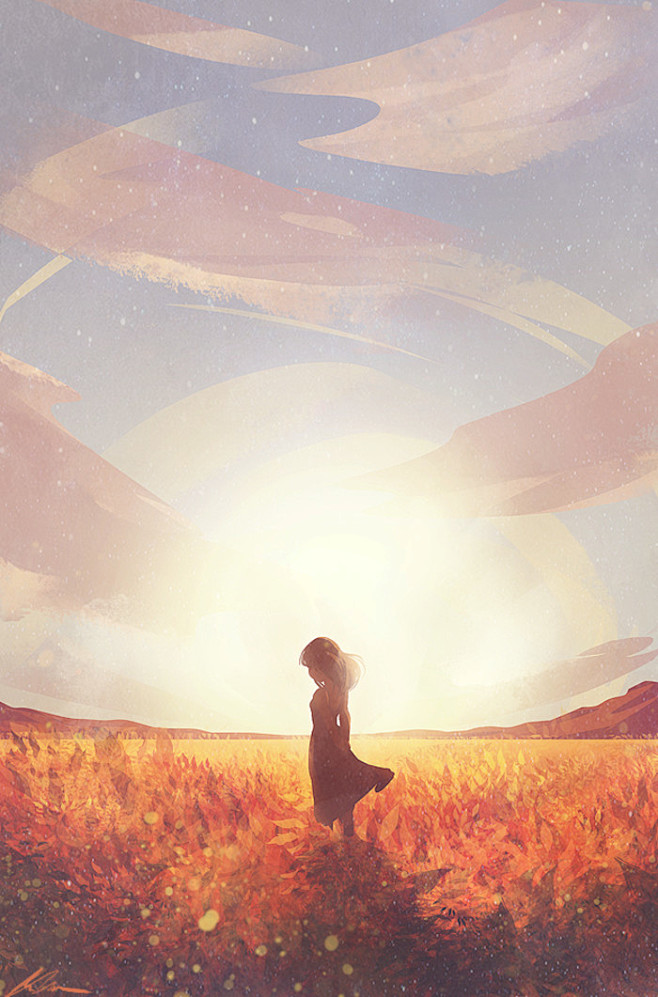 她半垂着眼几缕碎发被晨风抚到额边被阳光晕成金色小南风