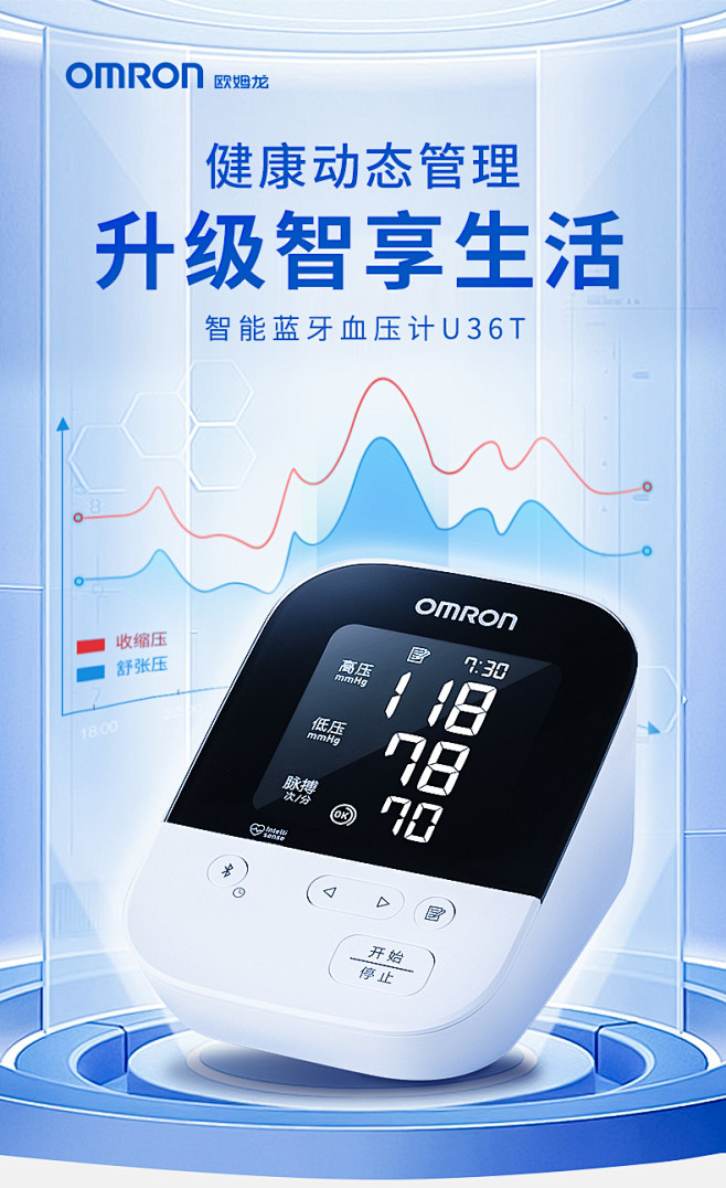 欧姆龙血压计血压测量仪家用精准全自动量血压高血压测压仪u36ttmall