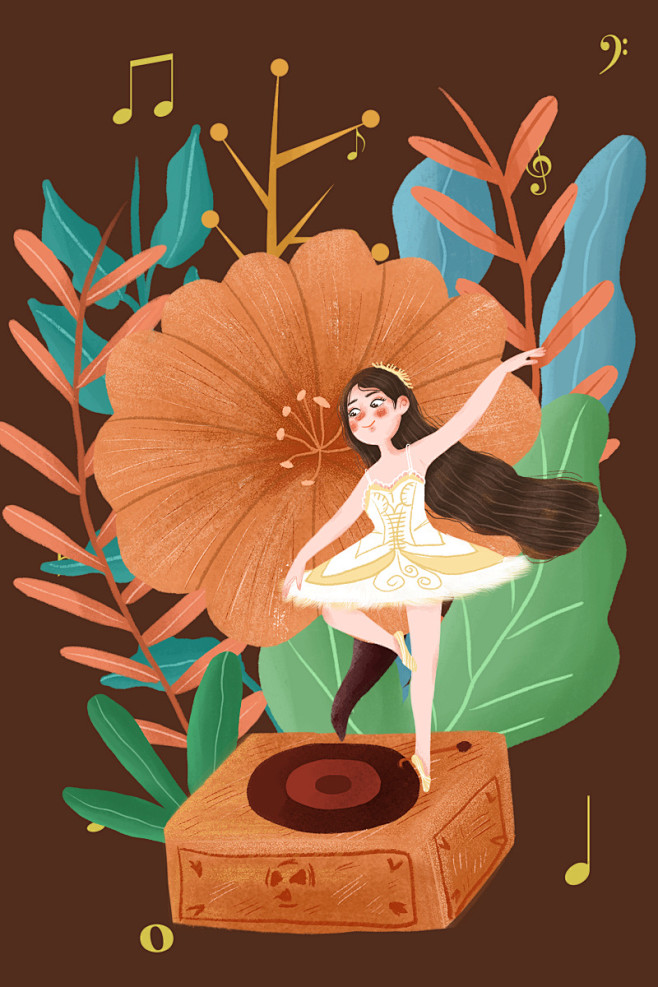 唯美清新芭蕾舞蹈培训班原创插画
