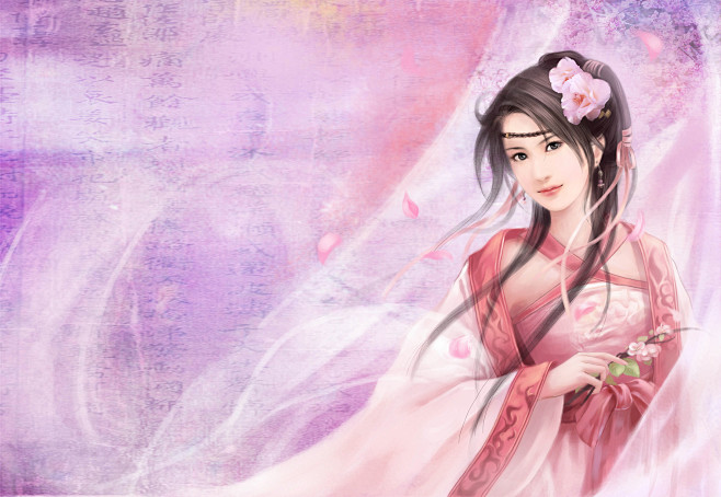 古风美人痕迹画廊绘