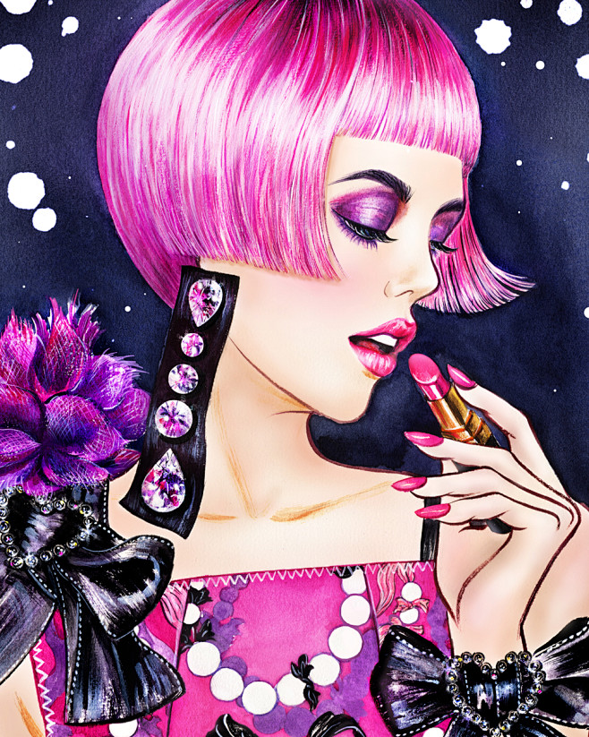 华人插画师sunnygu笔下风情万种的女孩