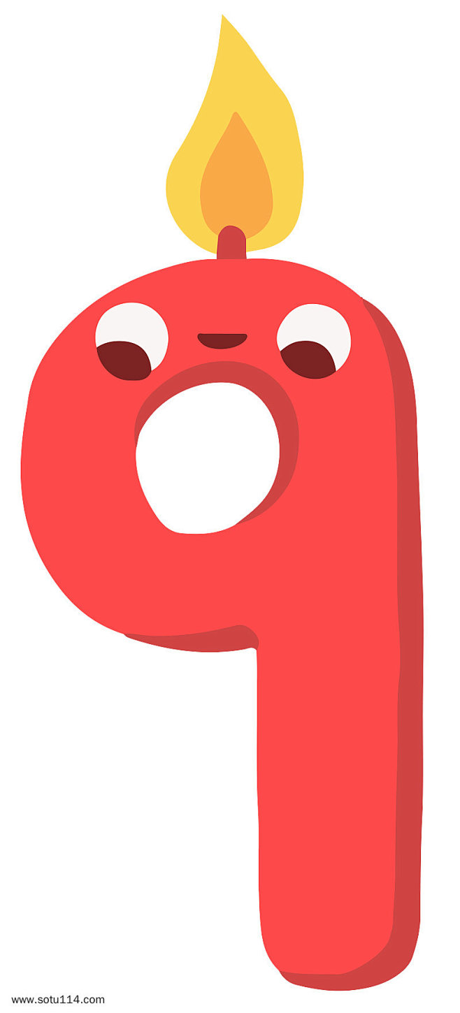 数字9带表情卡通生日蜡烛