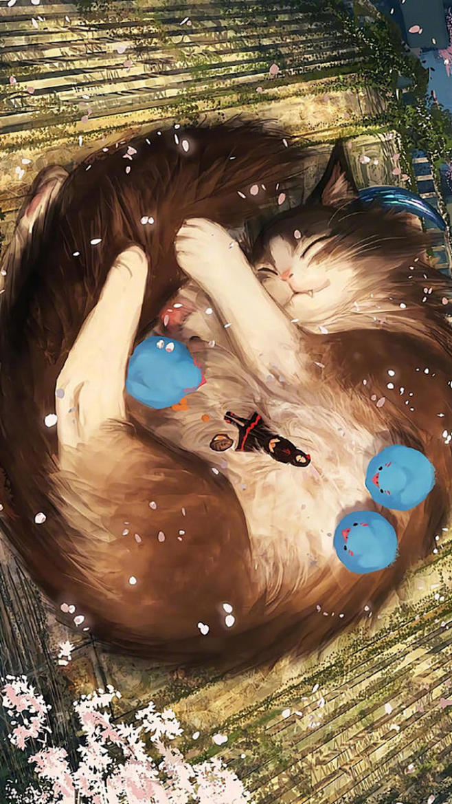 日本插画师もの久保作品br变大的小动物们猫咪熊猫浣熊狼