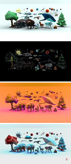 low poly models for animation 动物lowpoly低面低多边形.