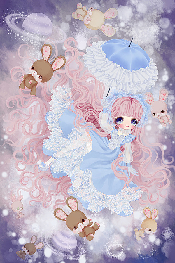 羽画雨宇宙少女和兔子玩偶们