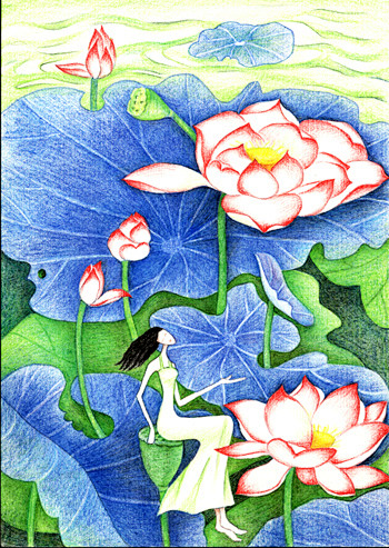 原创彩铅画2016016治愈系彩铅小清新背景图儿童画