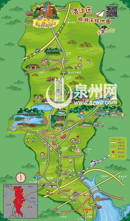 泉州手绘古城旅游地图