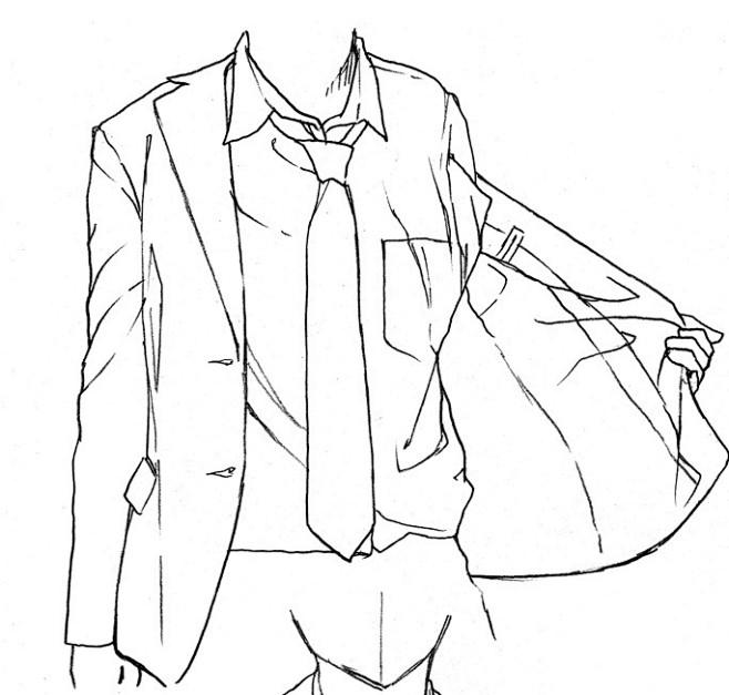 sai资源库动漫西装男性的动态衣服褶皱记住是顺着衣服形状的走向画