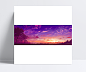 紫色天空夕阳树林|紫色,天空,夕阳,树林,卡通/手绘,背景元素
