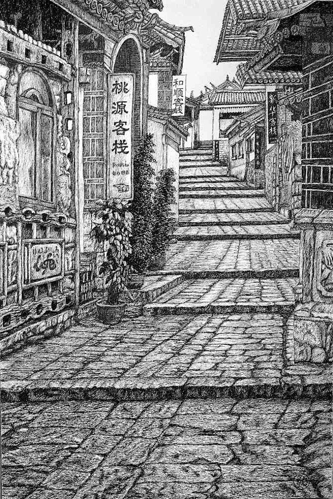 云南丽江手绘篇treelandscape该采集也在以下画板加载更多