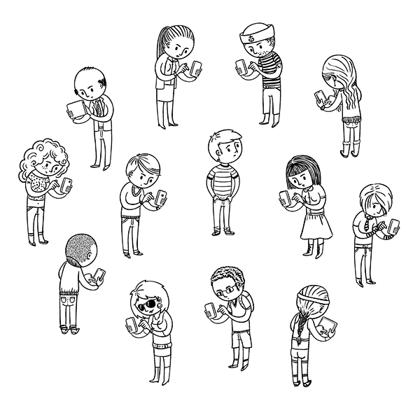 马儿马从kinghoo转采于2017-01-23 15:12:21低头族插画—小形象马儿马