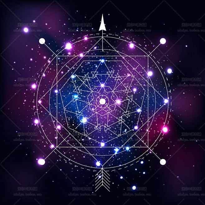 501号几何多边魔法阵六芒星银河星云海报装饰画芯包装ai矢量素材淘宝