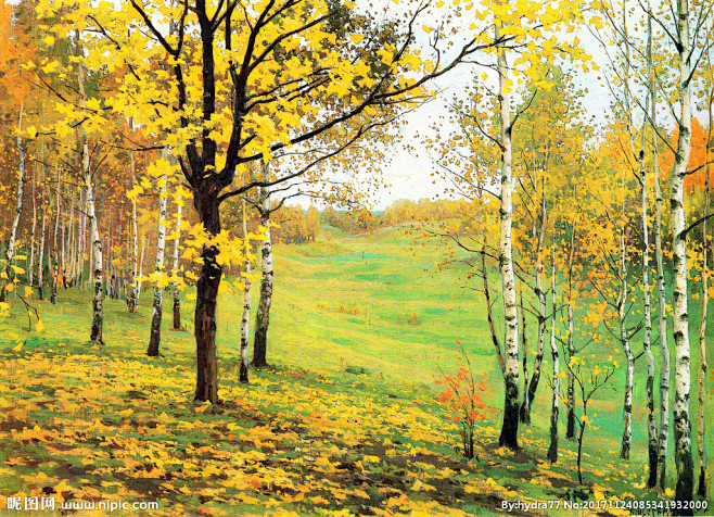 树林风景油画