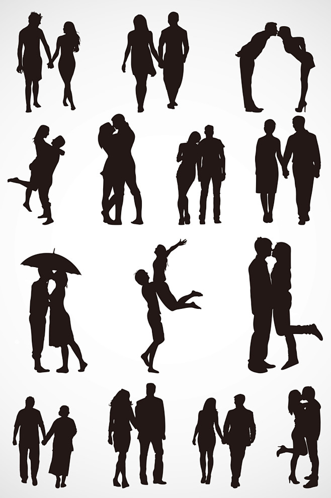 情侣夫妻剪影素材矢量图形