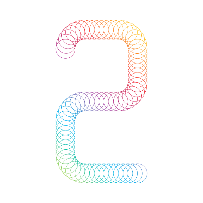 png艺术字创意圆圈圆环彩色阿拉伯数字2