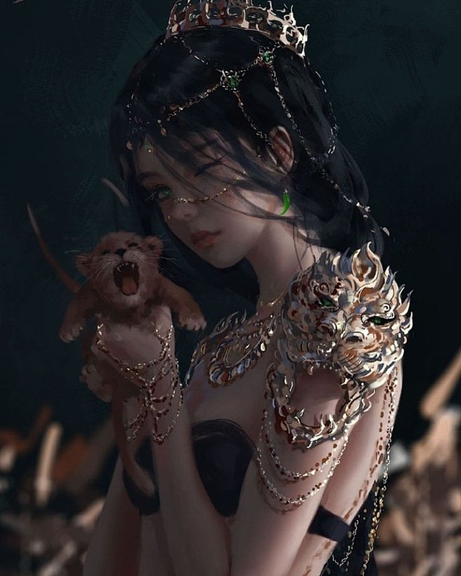 艺术插画 丨 美艳动人的女子 . wlop 鬼刀 ​​​​