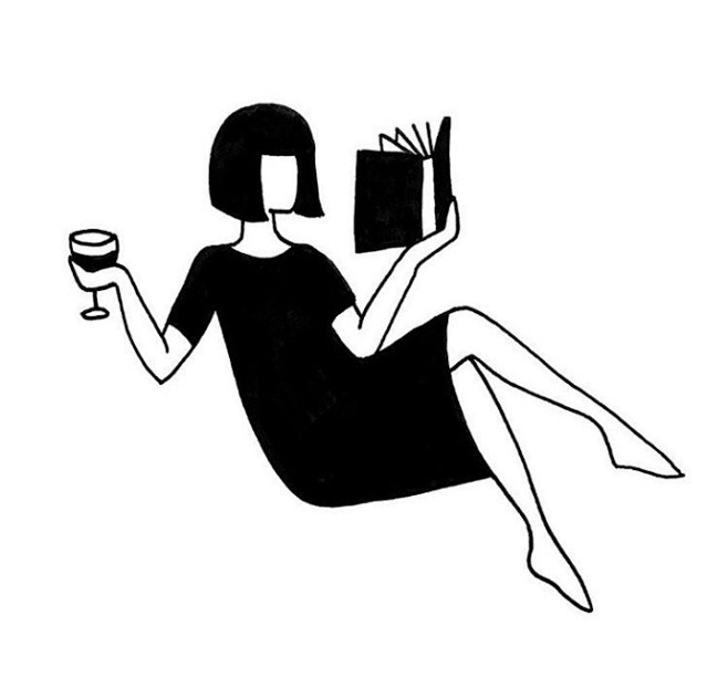 黑色简笔画女孩纹身