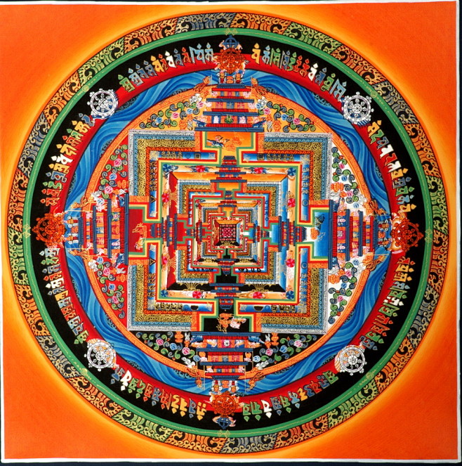 尼泊尔喇嘛纯手绘坛城唐卡画曼荼罗曼陀罗