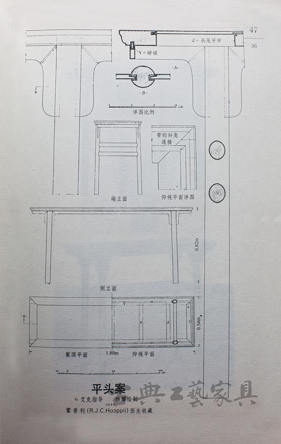 1杨耀明式家具研究中杨耀手绘的平头案测绘图