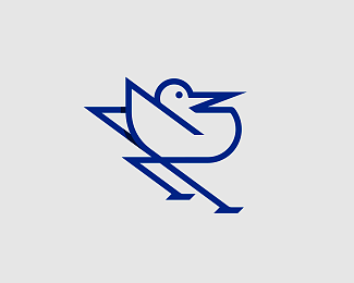海鸟logo图标海鸟鸭子小鸟线条简约抽象几何体商标设计图标图形标志