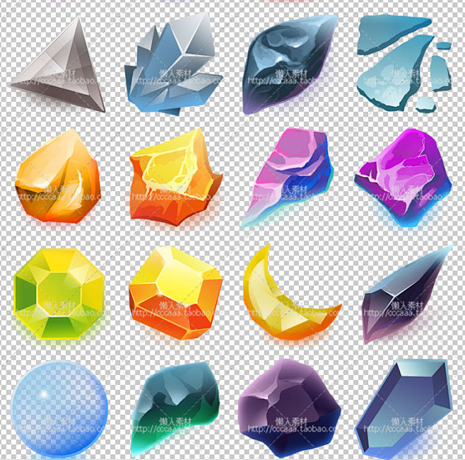圆形多边形菱形宝石钻石水晶图标素材手游游戏ui设计常用素材淘宝网