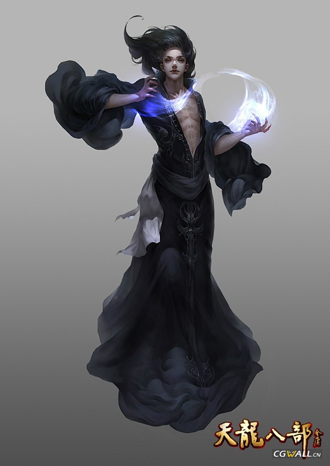 动漫插画原画转采于2014-11-14 22:40:43天龙八部3 黑色长袍能量球