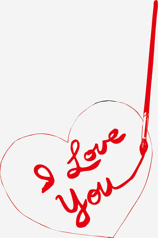 红色爱心iloveyou矢量