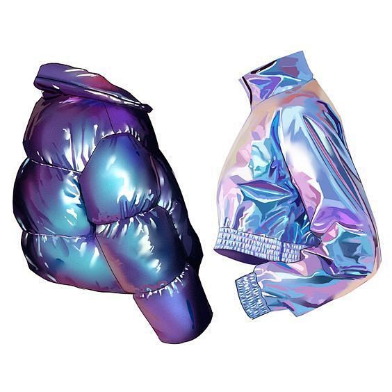 绘画参考镭射材质及衣褶参考