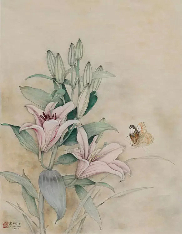 工笔百合花清新脱俗