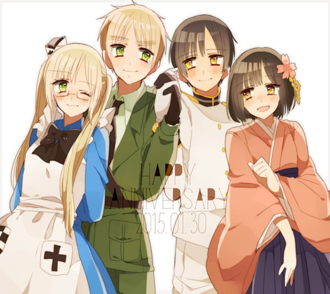 pid:47926275】岛国组 罗莎 亚瑟 本田菊 本田樱 pixiv aph 黑塔利亚