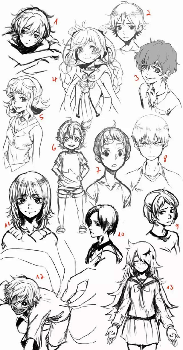 绘画参考动漫男性女性人物的参考发型姿势表情等等非常详细全面拿去