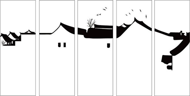手绘徽派建筑