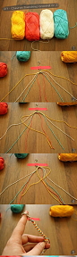 DIY毛线编织手链手工教程 - 创意画报|创意生活,手工制作 - 哇噻