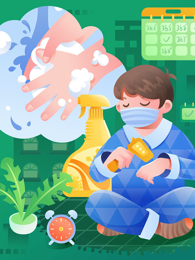 矢量海报手绘插画illustrator防疫漫画抗疫新冠肺炎疫情