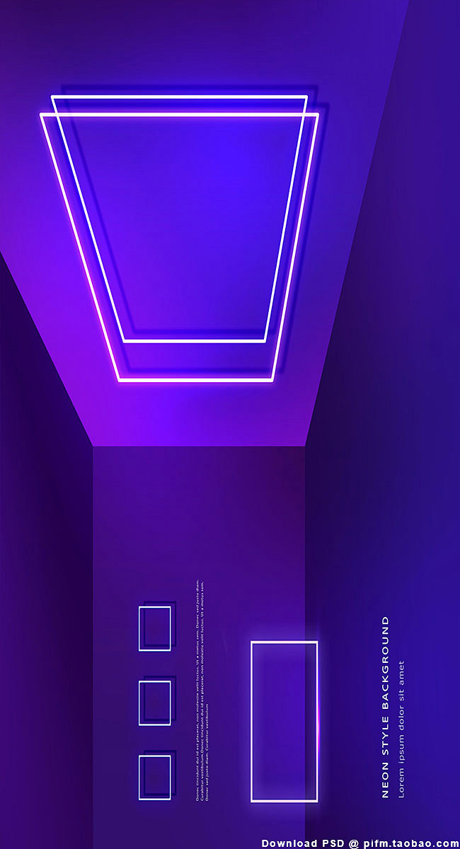 时尚蓝紫色背景板发光海报舞台灯光炫光效果psd设计素材图