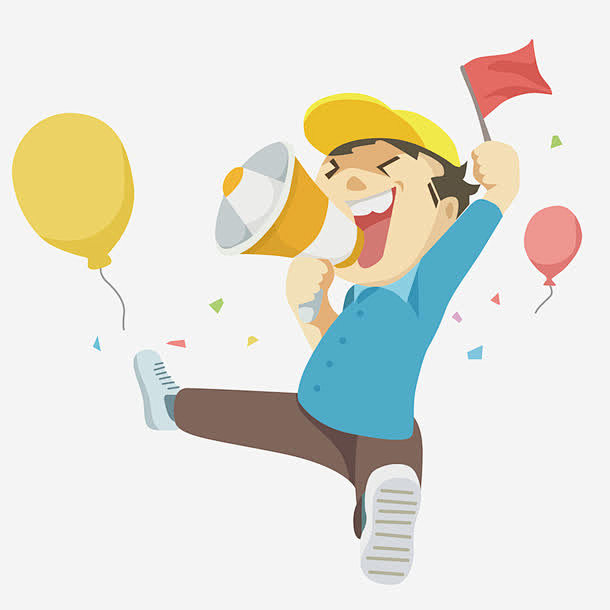 卡通人物喇叭插画