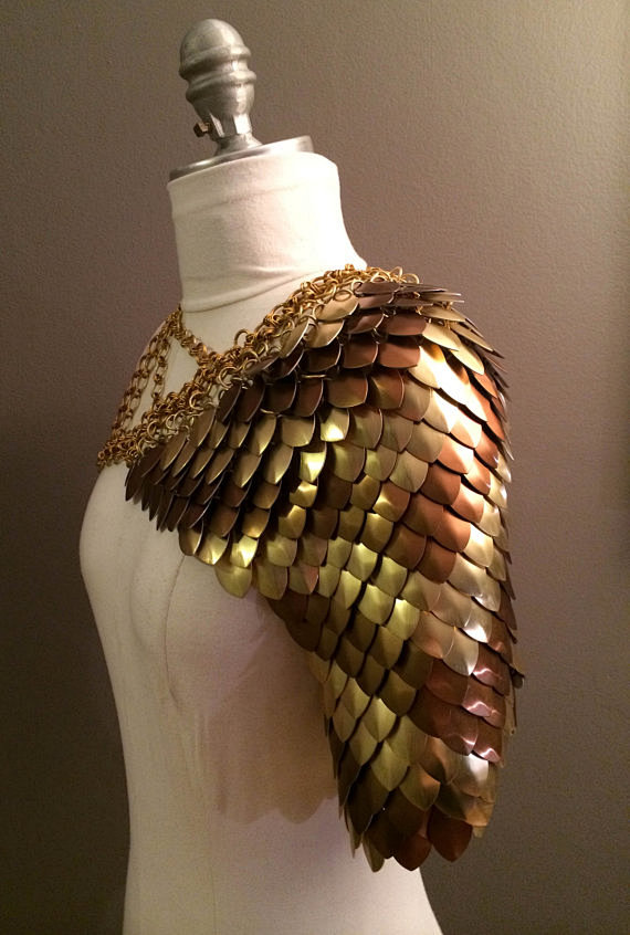 soldiers㊣加拿大代购手作复古鱼鳞状军迷锁子甲肩甲coaplay道具淘宝