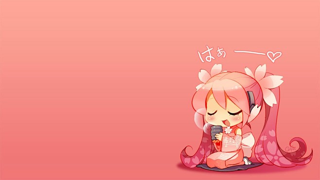 动漫女孩樱花未来超脱袖子发饰粉红色背景的刘海vocaloidfanmade音符