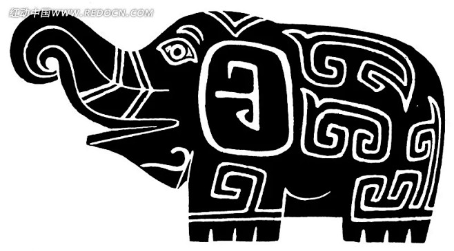 大象古典黑白花纹青铜器矢量素材青铜器花纹青铜器纹样青铜器矢量图