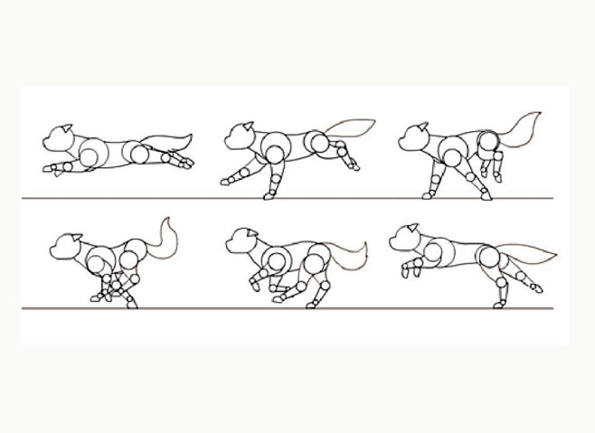 卡通狗狗侧面跑步简笔画