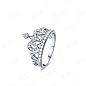潘多宝18K金钻石戒指女款玫瑰金钻戒排钻皇冠戒指求婚结婚指环 